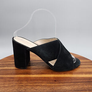 Cole Haan Sandals Women's 8.5 B Black Suede Leather Gabby Block Heeled Open Toe